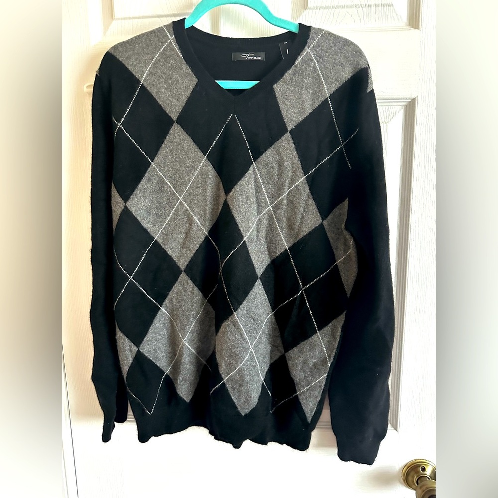 Two A.M. 100% cashmere argyle sweater size Men’s Large